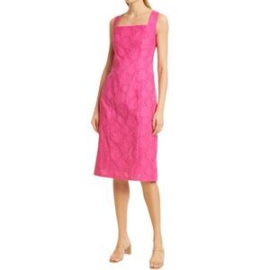 Hugo Boss Diteva Sheath Square Neck Sleeveless Dress Pink size 2
